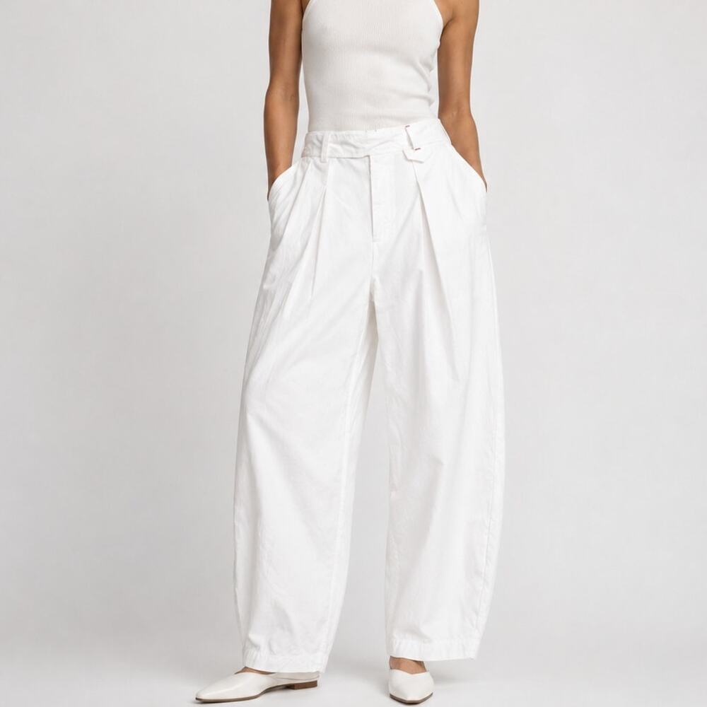 GAP Victoria Beckham High Rise Pleated Trousers off white sz 12